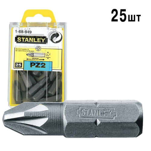 Зображення товару Біта STANLEY з шестигранним хвостовиком 1/4" Pz2, L=25мм, 25шт. Зображення Біта STANLEY з шестигранним хвостовиком 1/4" Pz2, L=25мм, 25шт.