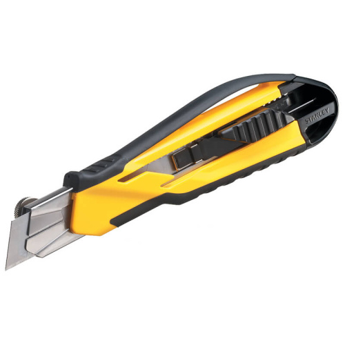 Зображення товару Ніж STANLEY з магазином і стопорним гвинтом, 18-мм висувне лезо з сегментами, що відламуються, 6 зап Зображення Ніж STANLEY з магазином і стопорним гвинтом, 18-мм висувне лезо з сегментами, що відламуються, 6 зап