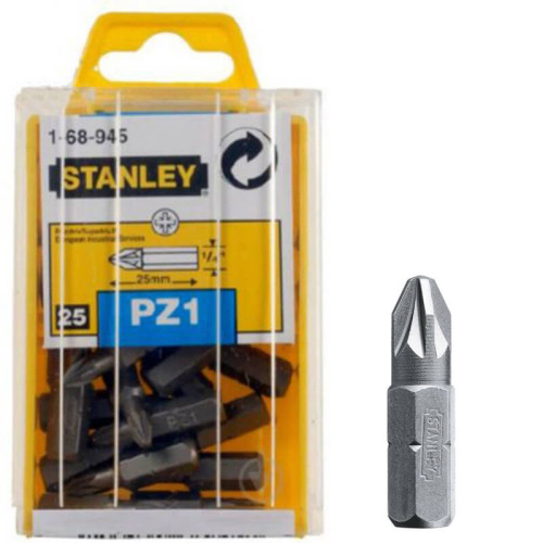 Зображення товару Біта STANLEY з шестигранним хвостовиком 1/4" Pz1, L=25мм, 25шт. фото 2 Зображення Біта STANLEY з шестигранним хвостовиком 1/4" Pz1, L=25мм, 25шт. фото 2