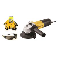 Кутова шліфмашина STANLEY, 1150 Вт, 3000-11000 об/хв, d=125 мм,  вага 2.4 кг + рукавиці та окуляри