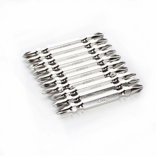 Зображення товару Біта APRO 2-х стороння РН2-РН2*65мм хром, 10шт/уп фото 2 Зображення Біта APRO 2-х стороння РН2-РН2*65мм хром, 10шт/уп фото 2