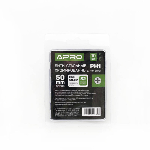 Зображення товару Біта APRO РН1*50мм хром, 10шт/уп фото 6 Зображення Біта APRO РН1*50мм хром, 10шт/уп фото 6