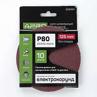 Коло шліфувальне без отворів (на липучці) Ø125мм  P80 (10шт.)  (APRO)