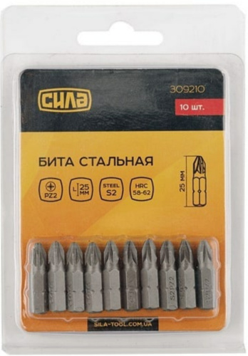 Зображення товару Біта РZ2*25мм, 10шт/уп, СИЛА Зображення Біта РZ2*25мм, 10шт/уп, СИЛА