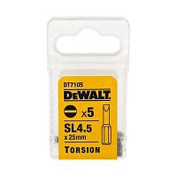 Біти DeWALT Torsion для шурупів з прямим шліцем, 4,5х 25 мм., 5 штук, шт