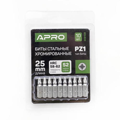 Зображення товару Біта APRO РZ1*25мм хром, 10шт/уп Зображення Біта APRO РZ1*25мм хром, 10шт/уп