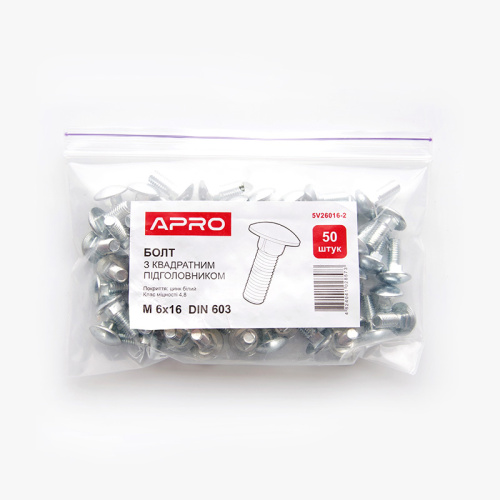 Зображення товару Болт з квадратним підголовником М6*40 DIN 603 КС 4,8 цинк білий (пач. 50шт) APRO фото 5 Зображення Болт з квадратним підголовником М6*40 DIN 603 КС 4,8 цинк білий (пач. 50шт) APRO фото 5