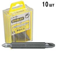 Біта двостороння STANLEY з шестигранним хвостовиком 1/4" Ph1 і Ph2, L=60мм, 10шт.