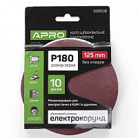 Коло шліфувальне без отворів (на липучці) Ø125мм  P180 (10шт.)  (APRO)